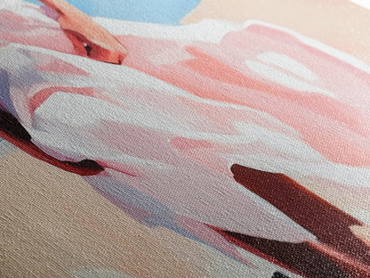 Flowing Dress, Windy Beach, Coastal Summer Art, Framed Canvas Print, Minimalist Boho Decor, Ocean Wall Artwork, Seaside Aesthetic