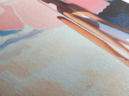 Woman Under Umbrella, Beach Relaxation, Summer Scene, Framed Canvas Print, Minimalist Boho Art, Seaside Wall Decor, Nautical Artwork