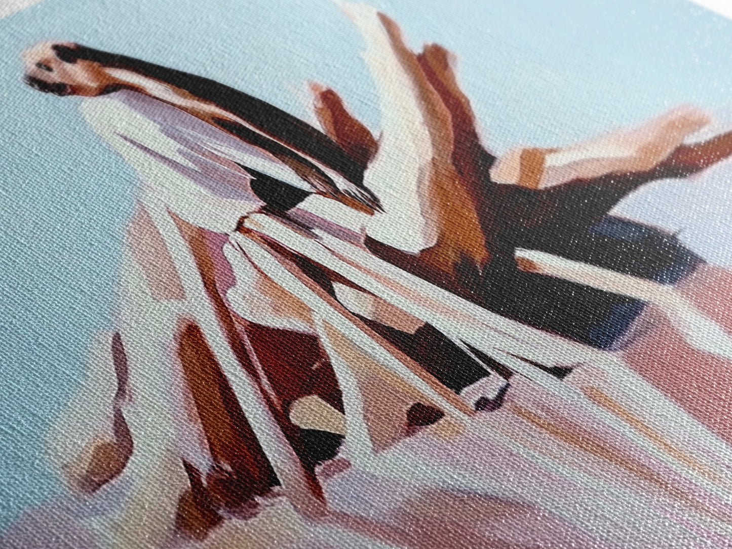 Naturspiegelung, surreale Landschaft, verträumtes Wasser, moderner Leinwanddruck, Wandbild fürs Wohnzimmer, minimalistische Kunst, sanfte Farbästhetik