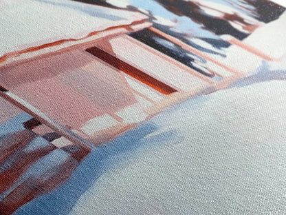 Snow Cabin, Winter Scene, Cozy Christmas Art, Framed Canvas Print, Rustic Home Decor, Holiday Wall Art, Winter Art, Mountain Retreat