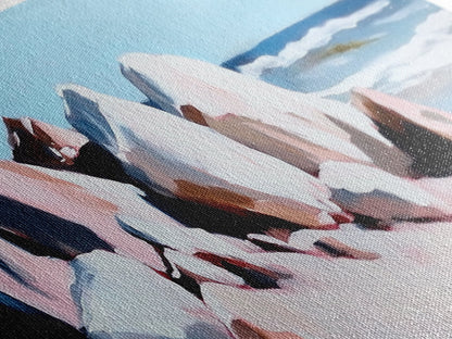 Ocean Rockscape, Tranquil Shoreline, Serene Nature Print, Coastal Art, Neutral Tones, Living Room Wall Decor, Framed Canvas Print