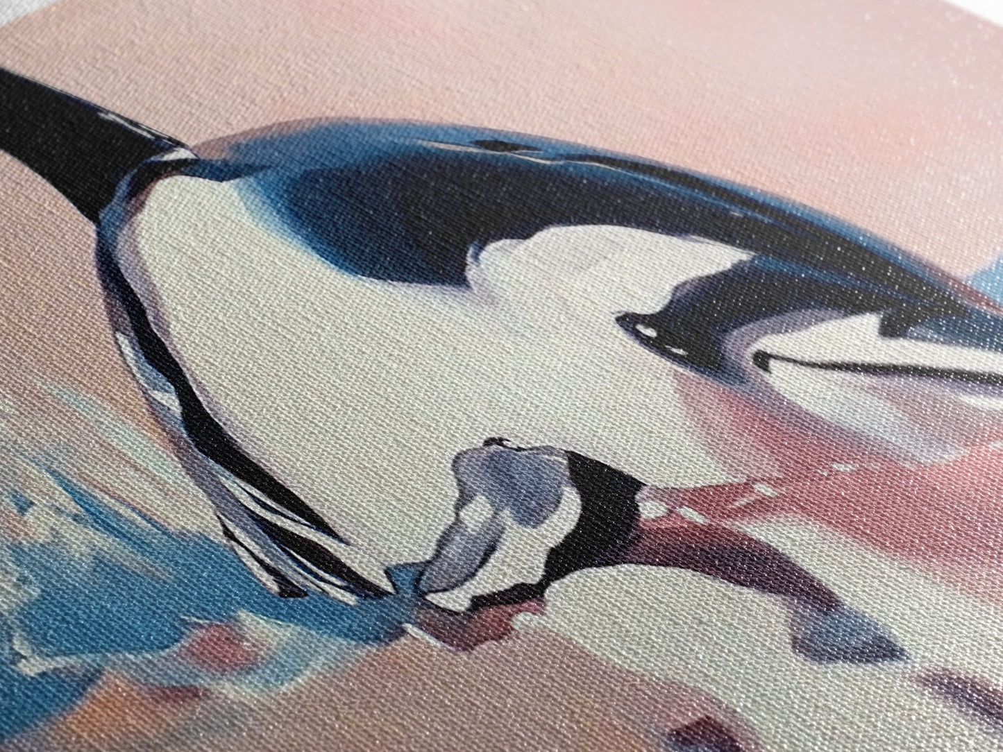 Playful Dolphin, Ocean Waves, Marine Life, Framed Canvas Print, Nautical Wall Art, Beach House Decor, Living Room Coastal Art