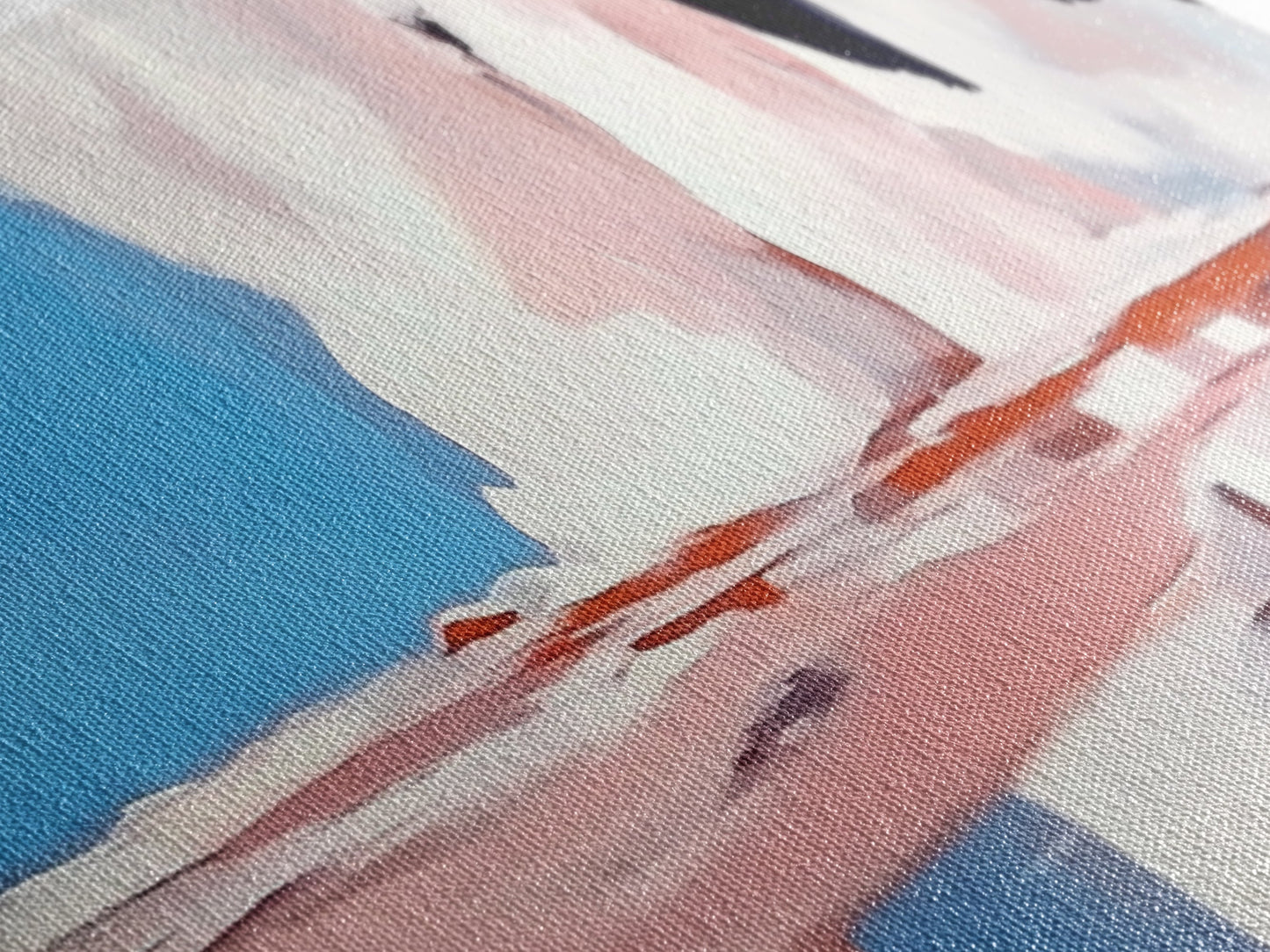 Ocean Reflection, Pink Waves, Abstract Seascape, Modern Coastal Art, Minimalist Decor, Framed Canvas Print, Living Room Wall Art