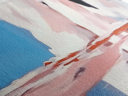 Ocean Reflection, Pink Waves, Abstract Seascape, Modern Coastal Art, Minimalist Decor, Framed Canvas Print, Living Room Wall Art