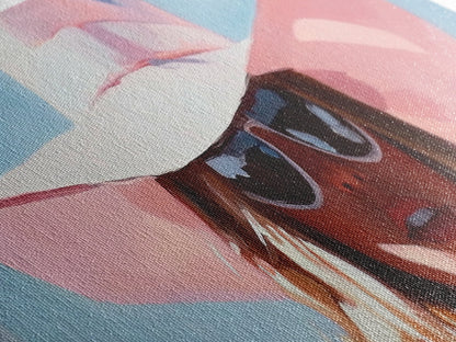 Sun Hat, Fashion Art, Glamorous Woman, Feminine Painting, Summer Aesthetic, Modern Chic, Bedroom Wall Decor, Framed Canvas Print