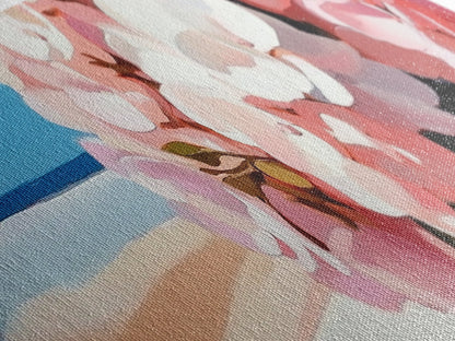 Hydrangea Blooms, Coastal Flowers, Nature Wall Art, Living Room Decor, Summer Aesthetic, Impressionist Style, Framed Canvas Print