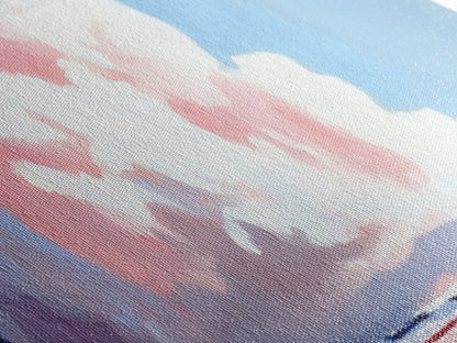 Soft Clouds, Ocean Horizon, Dreamy Seascape, Modern Beach Art, Framed Canvas Print, Coastal Minimalist, Living Room Wall Art