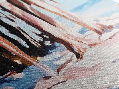 Palm Shadows, Beach Escape, Relaxing Shoreline, Summer Coastal, Canvas Print, Boho Aesthetic, Living Room Wall Art, Modern Tropical Decor