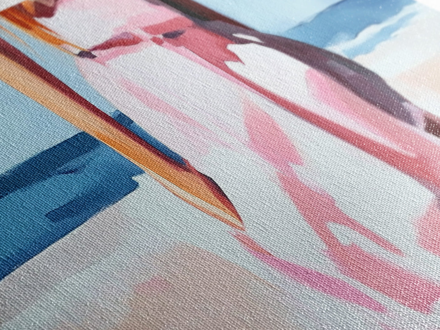 Beach Walk, Soft Waves, Feminine Coastal, Romantic Seascape, Framed Canvas Print, Boho Art, Bedroom Wall Art, Minimalist Aesthetic