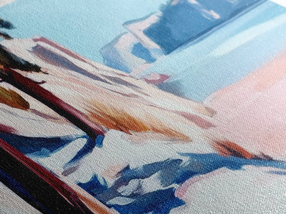 Lakeside Pines, Tranquil Forest Art, Nature Wall Decor, Framed Canvas Print, Minimalist Landscape, Serene Blue Tones, Office Wall Art