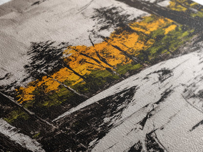 Autumn Forest Path, Fall Landscape Art, Woodland Painting, Nature Wall Art, Rustic Decor, Modern Wall Print, Framed Canvas Print