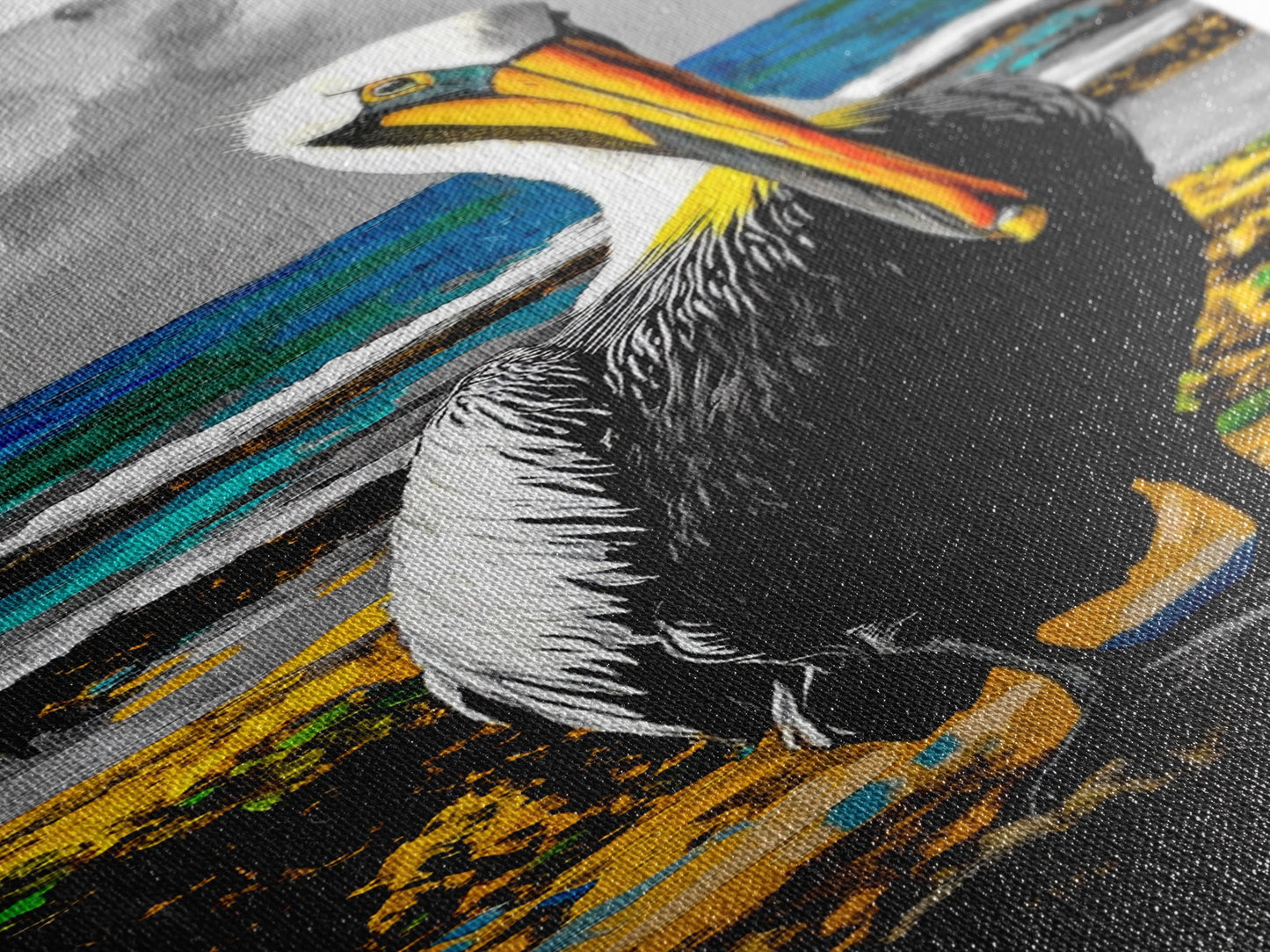 Pelican, Coastal Wall Art, Beach House Decor, Nautical Art, Ocean Animal Print, Wildlife Art, Tropical Home, Canvas Print