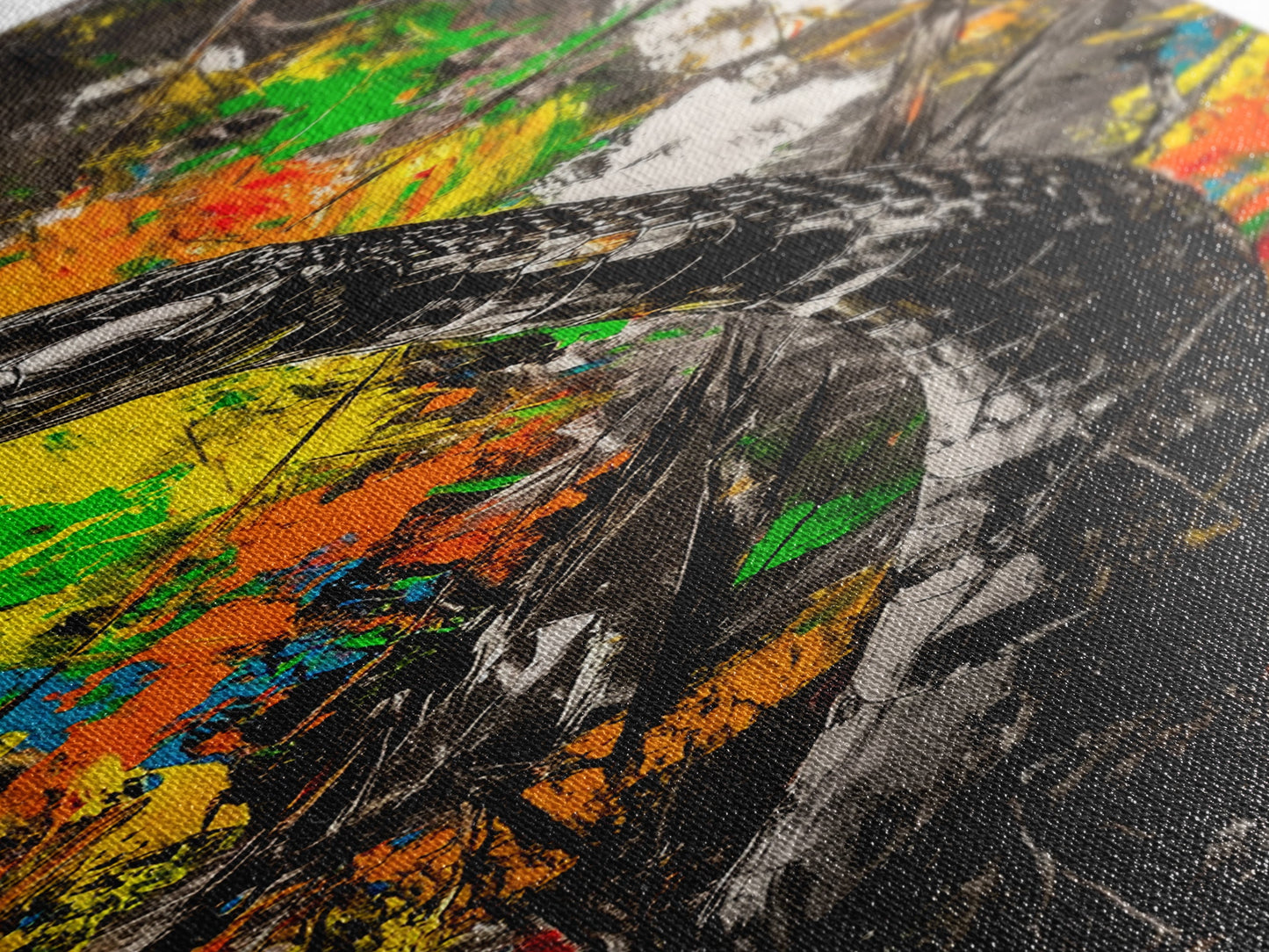 Black Snake, Abstract Colors, Edgy Animal Art, Dark Aesthetic, Framed Canvas Print, Office Wall Decor, Living Room Statement Art