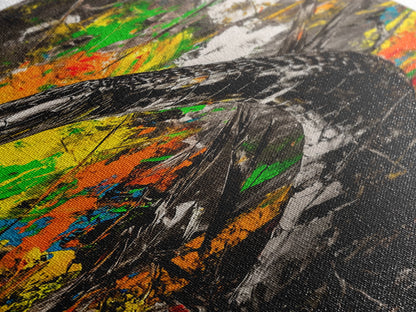 Black Snake, Abstract Colors, Edgy Animal Art, Dark Aesthetic, Framed Canvas Print, Office Wall Decor, Living Room Statement Art