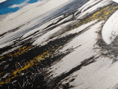 Coastal Landscape, Beach Path Wall Art, Modern Seaside Art, Blue and Black Art, Living Room Decor, Nautical Art, Framed Canvas Print