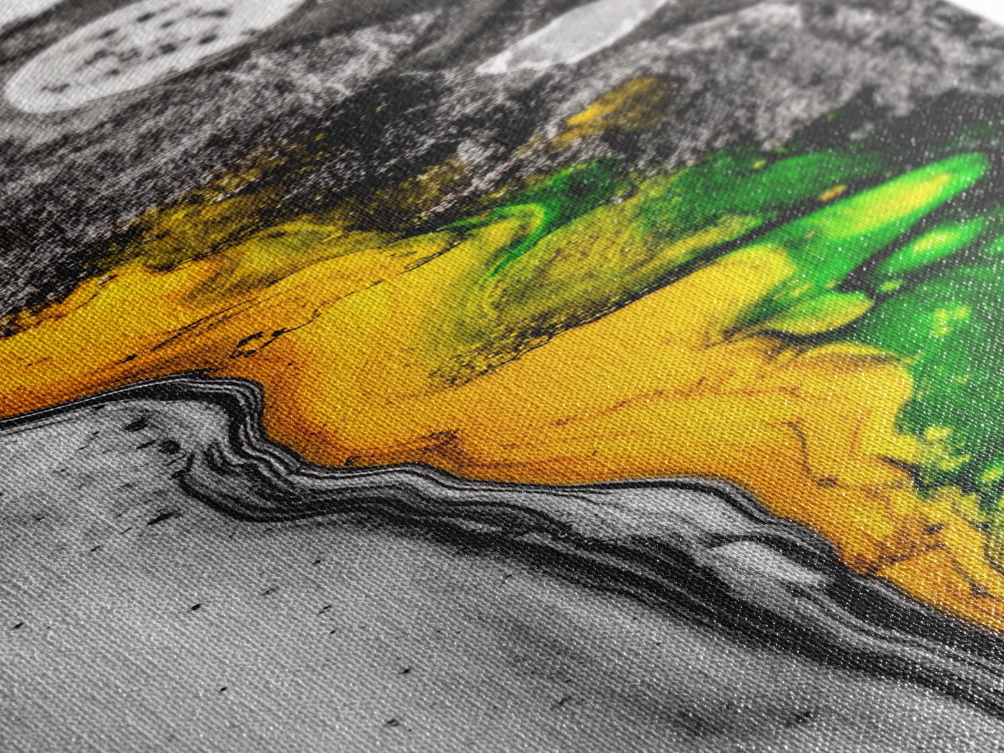 Marbled Abstract Art, Green and Yellow Fluid Painting, Modern Wall Decor, Textured Artwork, Contemporary Office Art, Framed Canvas Print