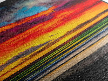 Mountain, Sunset, Water, Framed Canvas Print, Nature Landscape, Moody Wall Art, Dramatic Orange and Black, Rustic Cabin Decor