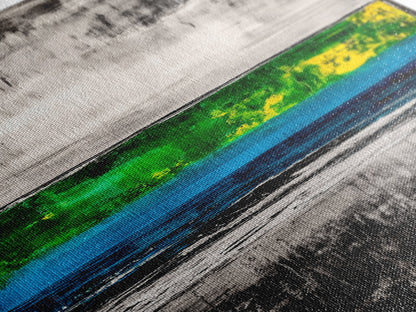 Abstract Landscape, Green and Blue, Modern Minimalist, Framed Canvas Print, Contemporary Wall Art, Office Decor, Living Room Artwork