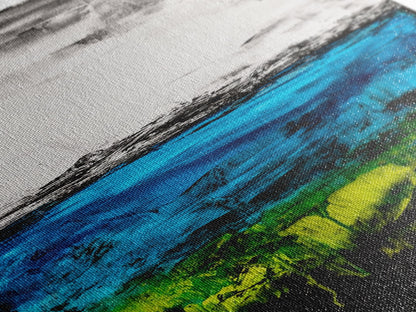 Serene Waters, Minimalist Landscape, Black and White Painting, Framed Canvas Print, Modern Wall Art, Tranquil Home Decor, Living Room Art