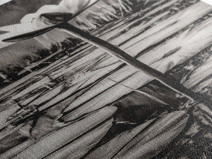 Lotus Bloom, Black and White, Water Lily, Zen Artwork, Framed Canvas Print, Botanical Wall Art, Nature Decor, Serene Living Space