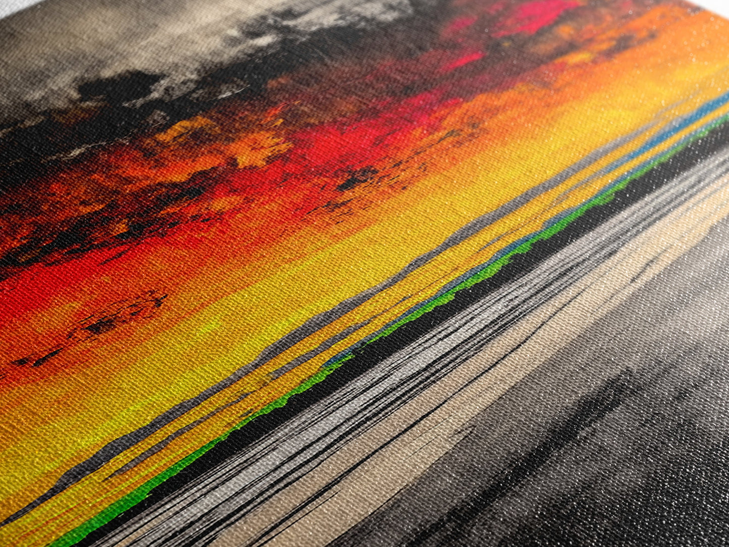 Fire Sky, Dramatic Sunset, Abstract Seascape, Framed Canvas Print, Bold Wall Art, Vibrant Home Decor, Statement Piece