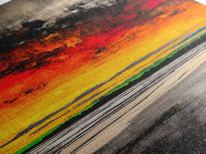 Fire Sky, Dramatic Sunset, Abstract Seascape, Framed Canvas Print, Bold Wall Art, Vibrant Home Decor, Statement Piece