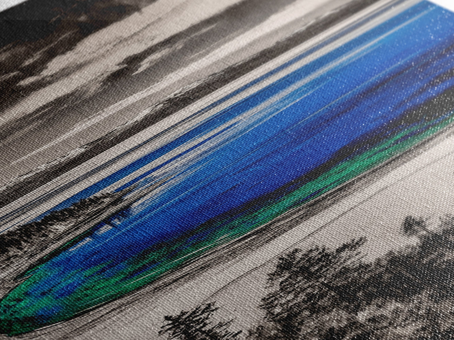 Lake View, Mountain Reflection, Black and White Art, Framed Canvas Print, Cabin Decor, Nature Inspired, Peaceful Wall Art