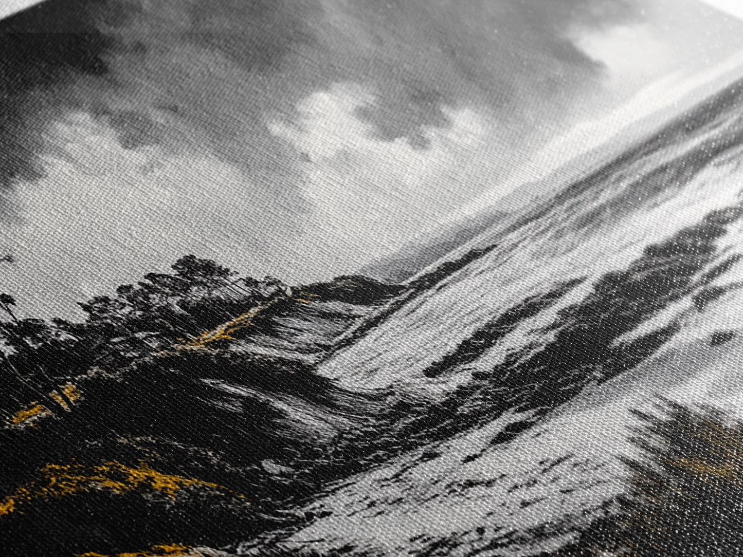 Stormy Coast, Dramatic Sky, Black and White Seascape, Framed Canvas Print, Coastal Wall Art, Large Landscape, Entryway Decor, Moody Art