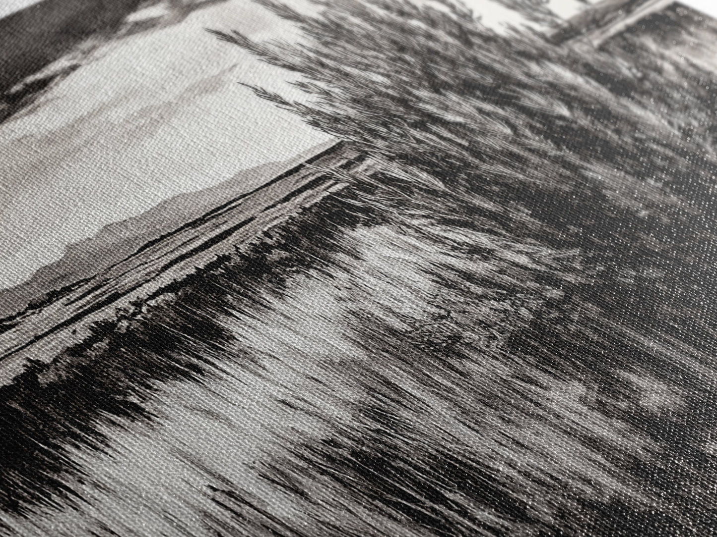 Black and White Landscape, Minimalist Canvas Print, Nature Wall Art, Rustic Country Scene, Neutral Home Decor, Living Room Art