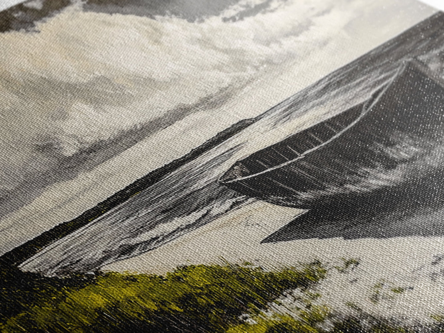 Abandoned Boat, Black White, Seaside Art, Framed Canvas Print, Rustic Beach Decor, Nautical Wall Art, Coastal Print, Office Decor