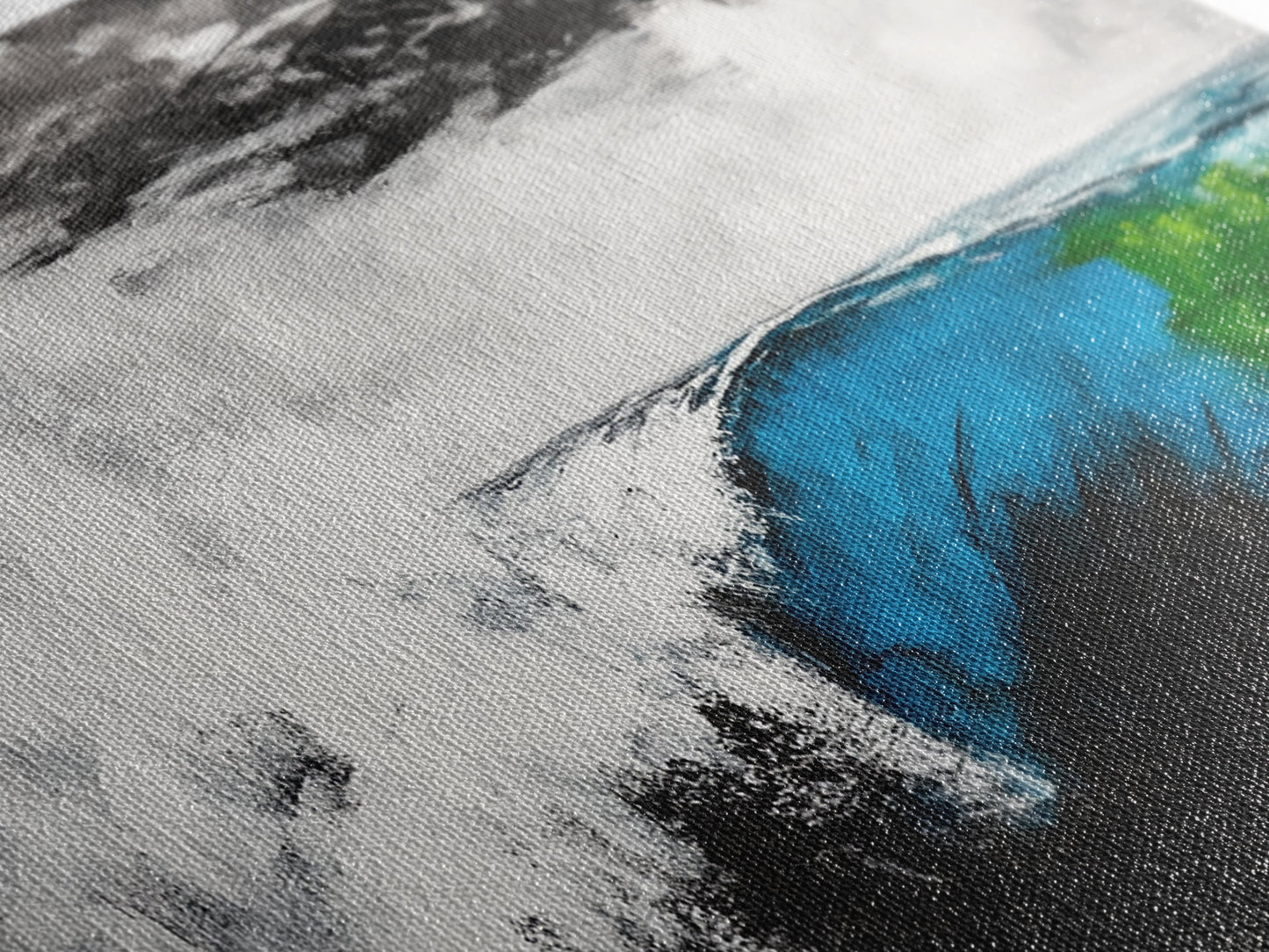 Powerful Wave, Ocean Energy, Coastal Vibes, Modern Abstract, Blue and Green Art, Large Statement, Beach House, Framed Canvas Print