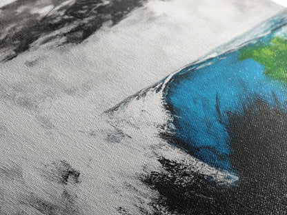 Powerful Wave, Ocean Energy, Coastal Vibes, Modern Abstract, Blue and Green Art, Large Statement, Beach House, Framed Canvas Print