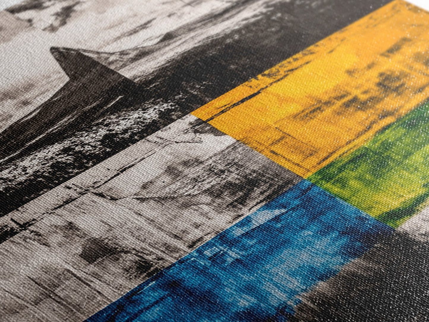 Abstract Mountain, Black and White, Geometric Art, Framed Canvas Print, Modern Wall Decor, Office Art, Minimalist Landscape, Unique Design