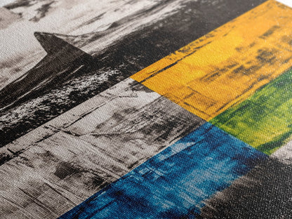 Abstract Mountain, Black and White, Geometric Art, Framed Canvas Print, Modern Wall Decor, Office Art, Minimalist Landscape, Unique Design