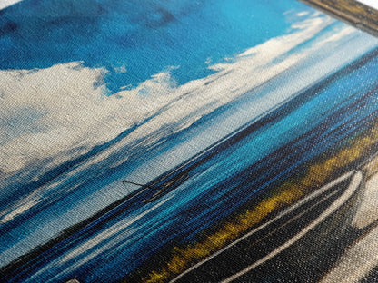 Seaside Serenity, Wooden Dock, Tranquil View, Framed Canvas Print, Ocean Wall Art, Coastal Living, Beach House Decor, Nautical Aesthetic