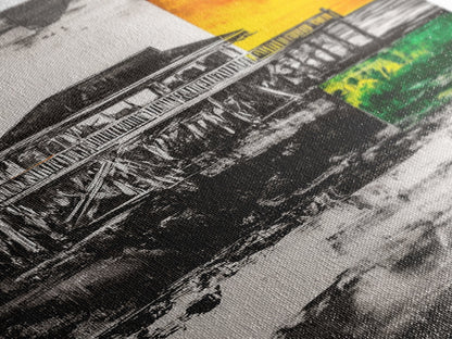 Pier House, Sunset Painting, Coastal Decor, Beach House Art, Framed Canvas Print, Living Room Wall Art, Nautical Theme, Abstract Home Decor