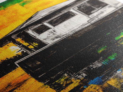 Houseboat Sunset, Coastal Painting, Warm Tones, Abstract Art, Framed Canvas Print, Living Room Wall Art, Waterfront Decor, Ocean Art