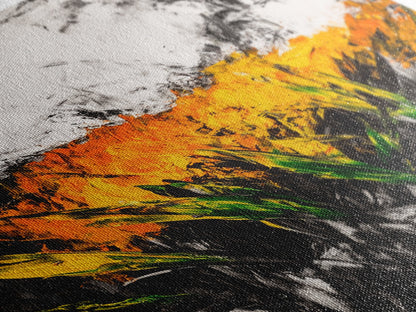 Fiery Wildflowers, Black White Abstract, Nature Art, Floral Painting, Contemporary Living Room Decor, Statement Piece, Canvas Print