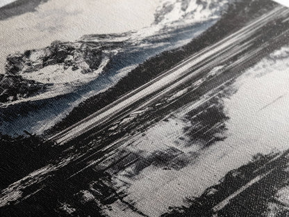 Serene Lake, Black and White Art, Nature Wall Decor, Minimalist Art, Wilderness Painting, Tranquil Wall Art, Modern Home Decor, Canvas Print