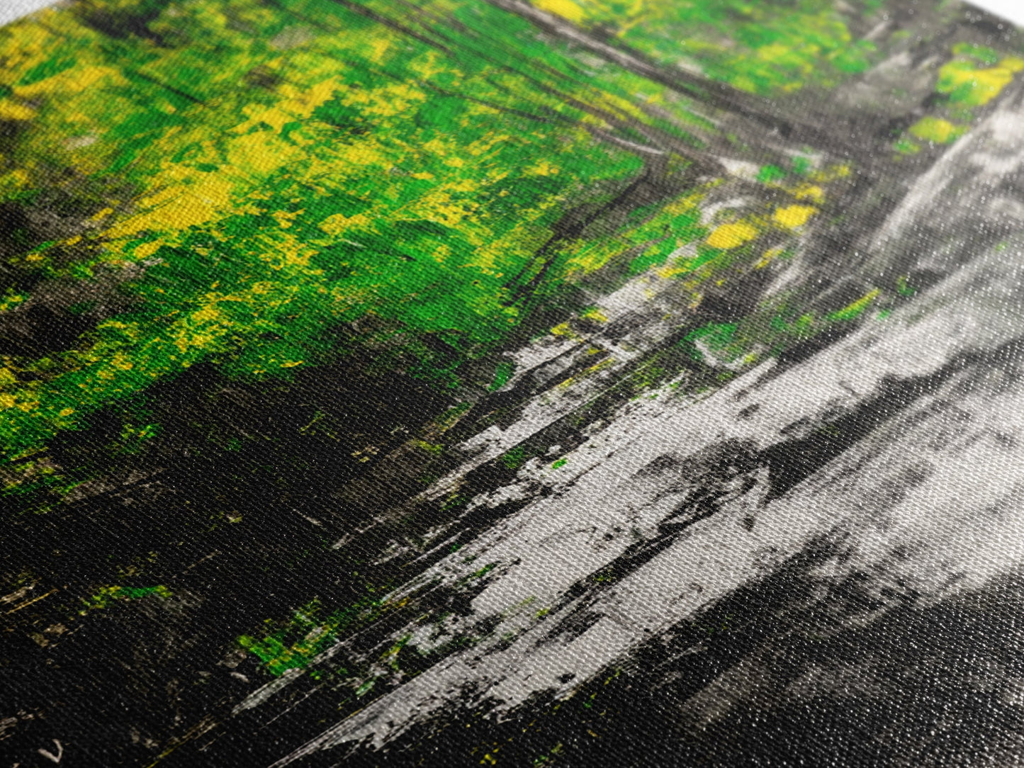 Woodland Stream, Nature Inspired, Green Forest, Serene Wall Art, Minimalist Landscape, Tranquil Home Decor, Large Wall Art, Canvas Print