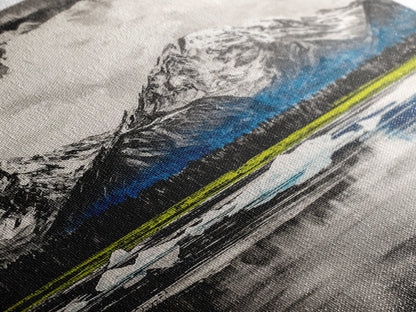 Mountain Reflections, Ice Peaks, Nature Landscape, Serene Wilderness, Canvas Print, Adventure Art, Cabin Decor, Living Room Wall Art