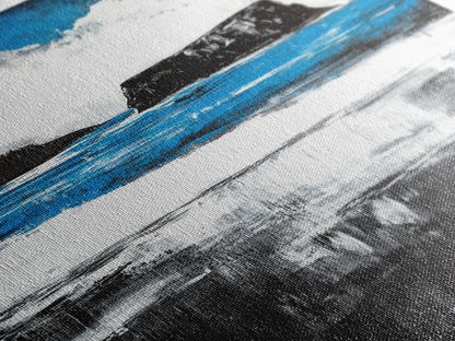 Ocean Cliff Seascape, Moody Coastal Art, Black White Blue Water, Modern Minimalist Wall Decor, Nautical Home Gift, Framed Canvas Print