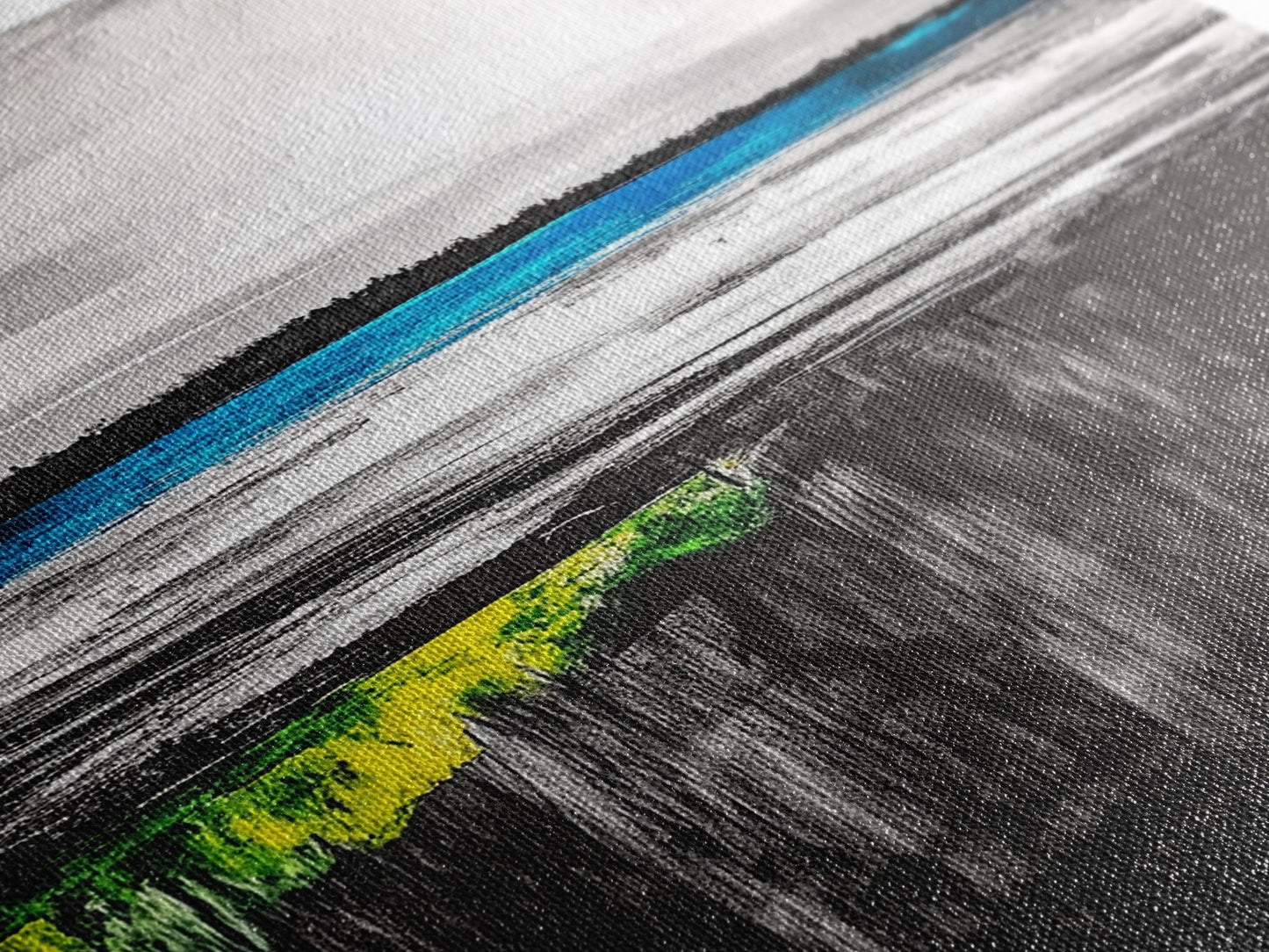 Tranquil Lake View, Blue Water Abstract Landscape, Moody Black White Sky, Serene Nature Wall Decor, Relaxing Home Gift, Canvas Print