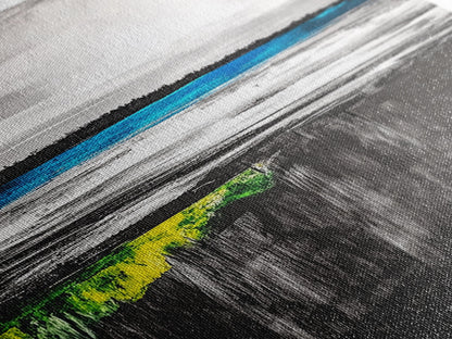 Tranquil Lake View, Blue Water Abstract Landscape, Moody Black White Sky, Serene Nature Wall Decor, Relaxing Home Gift, Canvas Print