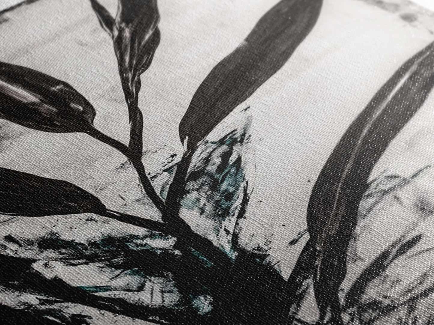 Minimalist Leaves, Monochrome Plant Art, Botanical Wall Decor, Neutral Home Art, Black and White Nature, Framed Canvas Print, Gift Idea