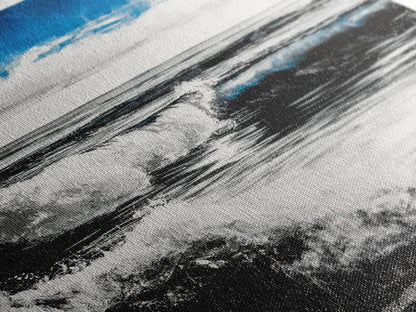 Ocean Horizon, Abstract Painting, Blue Waves, Canvas Print, Modern Seascape, Minimalist Beach Decor, Contemporary Wall Art