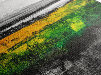 Mountain View, Golden Fields, Lakeside Horizon, Framed Canvas Print, Rustic Landscape, Nature Wall Art, Modern Farmhouse