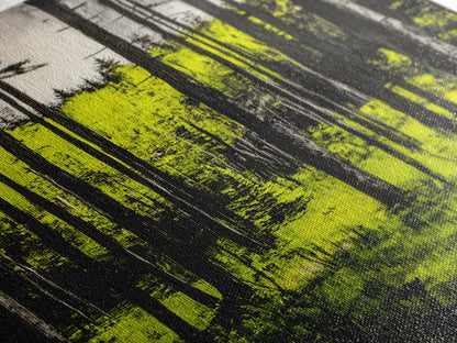 Forest Sunlight, serene nature painting, lush green forest, peaceful landscape wall art, calming home decor, framed canvas print, cabin art