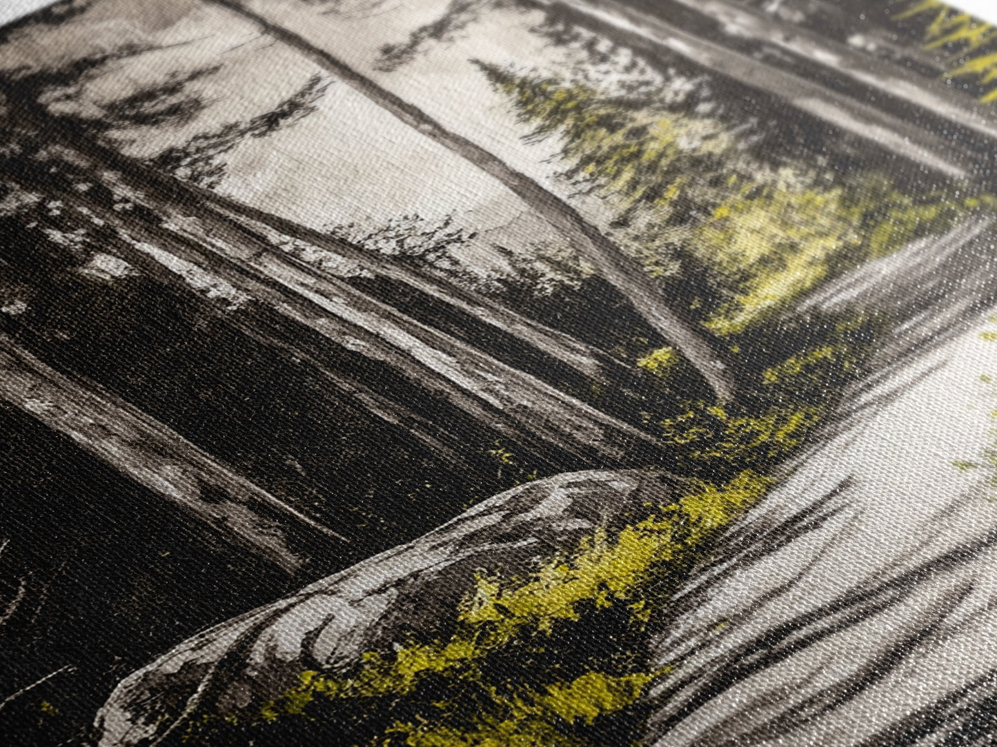 Sunlit Trail, Forest Path, Nature Landscape, Canvas Print, Woodland Wall Art, Minimalist Art, Living Room Decor, Fall Aesthetic