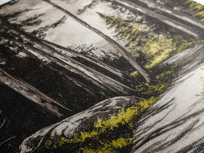 Sunlit Trail, Forest Path, Nature Landscape, Canvas Print, Woodland Wall Art, Minimalist Art, Living Room Decor, Fall Aesthetic